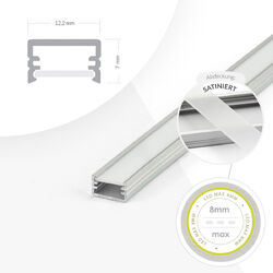 Aluminium Profil Schiene für LED Stripe 1m - 2m Abdeckung 3 Farben