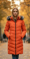 Caffari Damen Jacke Winter Parka mit Kapuze Steppmantel in der Farbe Orange