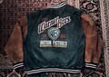 Warner Brothers Vintage Varsity Jacke aus Wildleder grün/braun Gr. L