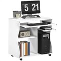 HOMCOM Computertisch Arbeitszimmer Schreibtisch mit verschiebbarer Tastaturablage, weiß