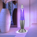 Lavalampe Glitzerleuchte Tischleuchte LED USB Batterie Farbwechsel Glitter grau