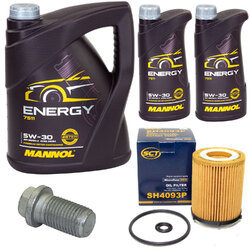 Motoröl Set MANNOL Energy 5W-30 7 Liter + Ölfilter + Schraube für Mercedes W205