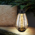 Außenlampe Solarleuchte Hängelampe LED Solar Dekolampe  Gartendeko Glas amber 