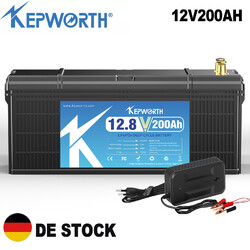 12V 200AH LiFePO4 Lithium Batterie 200A BMS Akku Solar Boot Wohnmobil+Ladegerät