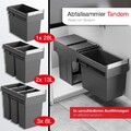 Abfallsammler Trennsystem Tandem dunkelgrau Mülleimer mit Vollauszug Hailo