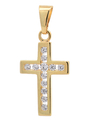 Gold Anhänger Kreuz mit 12 Zirkonia Steinen massiv 333 - 8 Karat Gold 