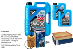 BOSCH Inspektionspaket 7 L Liqui Moly Longtime High Tech 5W-30 für VW