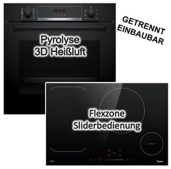 HERDSET Bosch Backofen PYROLYSE + Midea FLEX-Induktionskochfeld Booster 77cm NEU