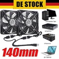 2-in-1 USB Ventilator 140mm Leise PC Gehäuselüfter Einstellbare Doppel Lüfter DE