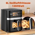 Heißluftfritteuse Fritteuse Heißluft Airfryer XXL Backofen Digital 1350W ohne Öl
