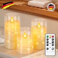 3er Set LED Kerze Kerzen mit Timer Batterie für Außen Indoor Licht flackernd DHL
