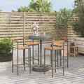 Gartenbar Set Bartisch Barhocker 3tlg. Grau Poly Rattan Massivholz Akazie vidaXL