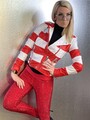 LES ECLAIRES Lederjacke Gr. XS/S Stripes