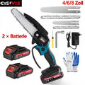 Akku Kettensäge 4/6/8 Zoll Mini Elektro Kettensägen Handkettensäge Mit 2 Akku DE