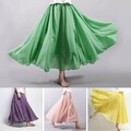 Damen Doppellagig Leinen plissiert langer Maxi-Rock Zigeuner Boho Hippie