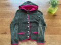 Lieblingsstück Strickjacke grün mit pink mit Kapuze Gr. 36, 100 % Baumwolle