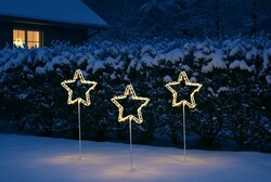 TrendLine LED Stecker Stern Ø 12 x 36 cm warmweiß 3er Pack  Gartenstecker