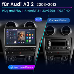 Für Audi A3 03-2013 10.1” DAB+ Carplay Android 12 Autoradio GPS Navi WIFI 2+32G