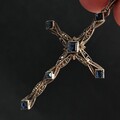 Antik Silber 935 Kreuz Anhänger mit Saphiren & Markasiten Cross Pendant silver