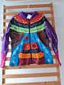 NEPAL Patchwork JACKE Zipfel Stickerei Hoodie REGENBOGEN Trompetenärmel XXL NEU