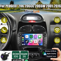 Für Peugeot 206 206CC 206SW 2001-2016 Android 13 Autoradio Apple CarPlay GPS