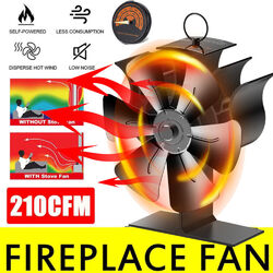 6 Blatt Magnetisch Kaminventilator Kaminofen Stromloser Fan Ventilator für Kamin