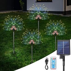 4X120LED Solarleuchte Feuerwerk Licht 8 Modi Lichterkette Garten Rasenlich Deko
