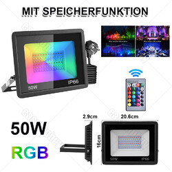 RGB LED Fluter Außen Strahler Flutlicht Scheinwerfer Gartenlampe Dimmbar 10-100W