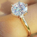 Gelbgold-Finish 2,00 Kt Rund Diamant Solitär Verlobungsring Damen Geschenk Ring