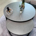 Couchtisch 2er Set Satztisch Rund Beistelltisch Marmor Wohnzimmertisch Grau
