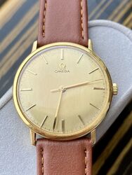 18kt Gold Omega Mechanical Vintage. Solid Gold Swiss Men's Watch 33mm 18 Kilates
