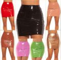 Koucla Wetlook Lederlook High Waist Rock Lack Optik Minirock Milax-Fashion