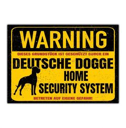 Dogge deutsche Dog Schild Warning Security System Türschild Hundeschild Warnschi