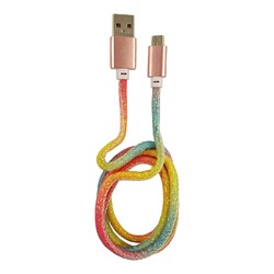 3x LC-Power LC-C-USB-MICRO-1M-3 USB A zu Micro-USB Kabel, Regenbogen-Glitzer, 1m