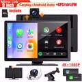 4K Dash Cam Wireless 9"Tragbarer Autoradio Apple CarPlay Android Auto+Kamera 64G
