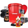 Auto Wascheimer Set SONAX Auto Glanzshampoo Felgenreiniger Detailer Mikrofaser