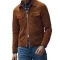 Herren Echt Weich Wildleder Leder Braun Jacke Café Racer Klassisch Vintage Ja...