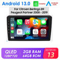 9'' CarPlay Android 13 2+64G Autoradio Für Citroen Berlingo B9 Peugeot 2008-2017