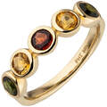 Ring aus 585 Gold Gelbgold mit Edelsteinen Citrin Granat Turmalin multicolor