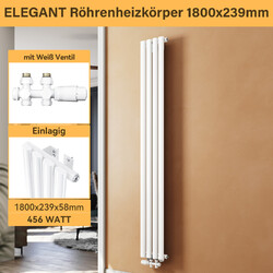 ELEGANT Heizkörper Design Flachheizkörper Wandheizung schmal hoch 1800x239mm Bad