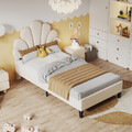 Polsterbett Bettgestell Mit Lattenrost Stoff 90X200 Einzelbett Jugendbett Beige