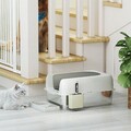 PawHut Katzentoilette mit Deckel, Katzenklo mit Schaufel, Wanne aus Edelstahl