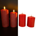 4er Set LED Kerzen Metallic mit Touch-Funktion und 6-Stunden Timer in Rot - 546