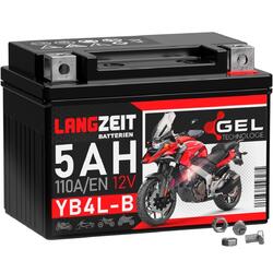 LANGZEIT YB4L-B Gel Roller Batterie 12V 5Ah 50411 CB4L-B 12N4-3B YB4L-A ers 4Ah