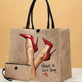 Tote Bag Canvas Leinen Tasche mit Innenpochette & schöne Aufdruck  NEU