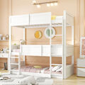 Etagenbett Kinderbett teilbar Dreifach Hochbett 90x200 Stockbett mit 3 Rollroste