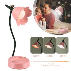 LED Dimmbare Nachttischlampe Schreibtischlampe Kinder Retro Leselampe Akku Lampe