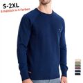 Herren Solid Farbe Gestrickt Pullover Pullover Sweatshirt Slim-Fit Langarm NEU 