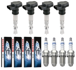 4x NTY Zündspule +4x BOSCH Zündkerze Super 4 für Audi TT 8N3 1.8 T 8N9 VW Golf