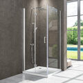 Duschkabine Eckeinstieg Dusche Falttür Duschwand mit Seitenwand NANO Glas 195cm